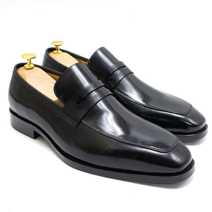 Men's Genuine Leather Penny Loafers Italian Design Luxury Classic Wedding Formal Office Business Dress Shoes