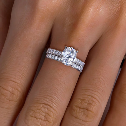 3ct (Total 4.042ct) Oval Cut D Color Moissanite Bridal Ring Set Wedding Band Silver Rings With Cer Jewelry Wholesale