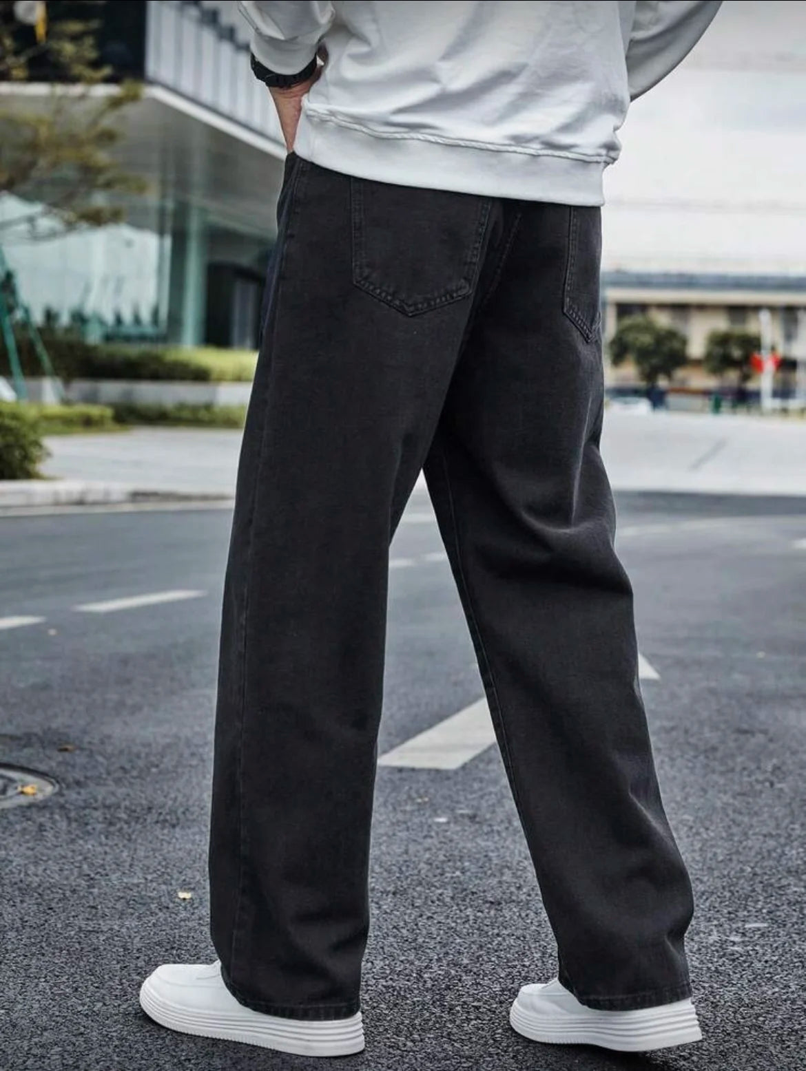 Men's Straight Jeans - Relaxed Fit with Great Drape, Tummy & Slimming Dark Grey Wash