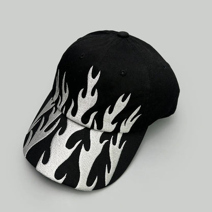 Niche Hip Hop Letter Flame Flag Baseball Hats New Unisex Sunshade Personal Versatile Color Block Fashion Retro ins Peaked Caps