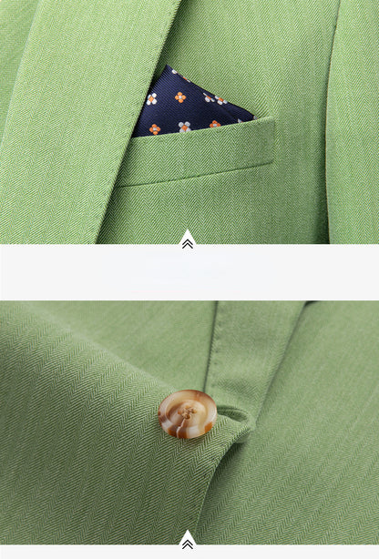 ( Jacket + Vest + Pants ) S-5XL Luxurious Men's Green Business Suit 3Pcs Prom Banquet Party Groom Wedding Dress Solid Color Suit