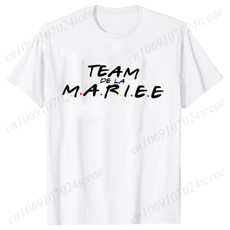 Friends Bachelorette EVJF Party T-shirt French Girls Single Farewell Tops Team Bride Bridesmaid Tees Bridal Shower Wedding Shirt