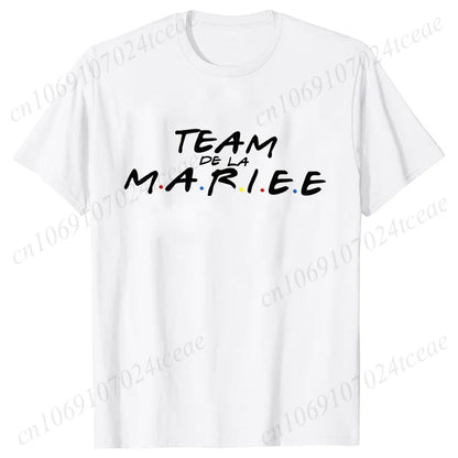 Friends Bachelorette EVJF Party T-shirt French Girls Single Farewell Tops Team Bride Bridesmaid Tees Bridal Shower Wedding Shirt