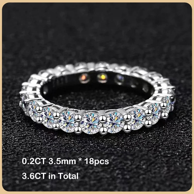 Luxury 2.2cttw 3mm Moissanite Full Enternity Diamond Engagement Ring For Women S925 Silver Wedding Band Rings Fine Jewelry