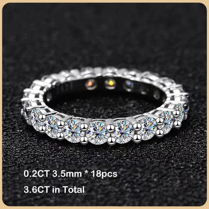 Luxury 2.2cttw 3mm Moissanite Full Enternity Diamond Engagement Ring For Women S925 Silver Wedding Band Rings Fine Jewelry