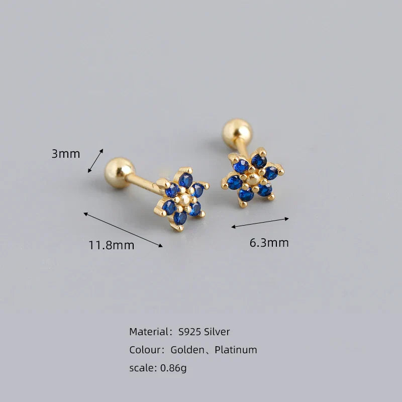 925 Sterling Silver Fashion Korean Petal Screw Bead Stud Earrings for Women Charm Ear Bone Piercing Jewelry Accessories