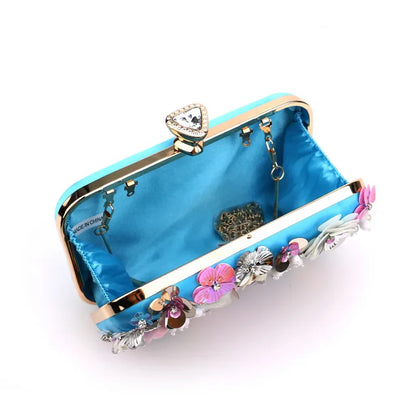 Fashion Women Bags Flower Diamonds Embroidery Small Clutch Luxury Lady Handbags Evening Bags New Arrival Chain Shoulder Purse
