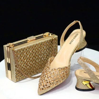 Royal Blue Shoe And Bag With Elegant High Heels Shoes Italian Popular Design African Ladies Shoes Bag Set
