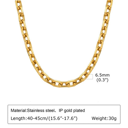 Chunky Gold Plated Link Necklace For Women, Stainless Steel Oval Thick Chain Choker Minimalist Jewelry