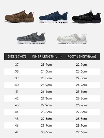 Wide Toe Walking Shoes Men Women Non Slip Outdoor Sneakers Lace Up Mesh Breathable Running Shoes