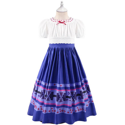 Birthday Girls Party Dresses Halloween Luisa Cosplay Costume Elegant Lace Princess Dress For Girl Encanto Role-play Outfits