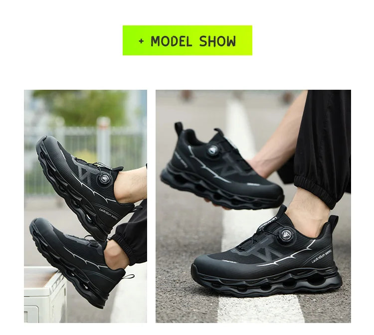 Rotary Button Design for Professional Use Men's Safety Work Shoes Anti-Impact Anti-Piercing Fashionable Sports Style