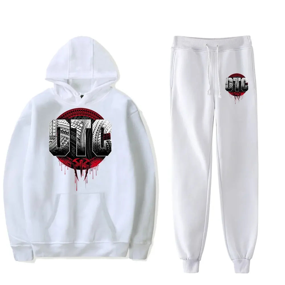Winter and autumn fleece thickened hooded pullover sweater jacket for men, casual sports outfit, two-piece set for men