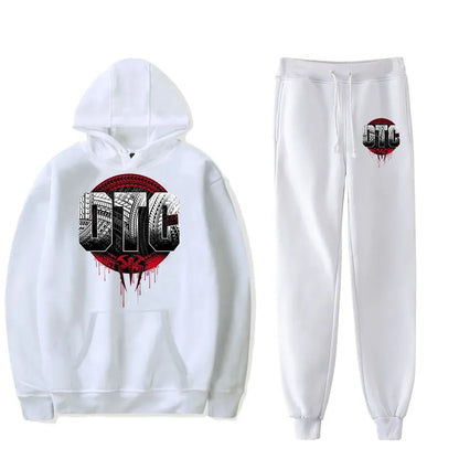 Winter and autumn fleece thickened hooded pullover sweater jacket for men, casual sports outfit, two-piece set for men
