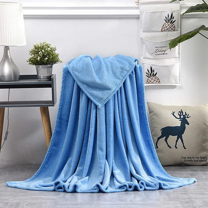Solid Color Flannel Blanket Soft Warm Coral Fleece Velvet Blanket Winter Sheet Sofa Office Air Conditioning Yoga Nap Blanket