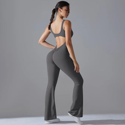 Sexy Back V Jumpsuit Gym Set Women Training Yoga Suit Sportswear Women Sports Jumpsuit Fitness Rompers Stretch Workout Bodysuits