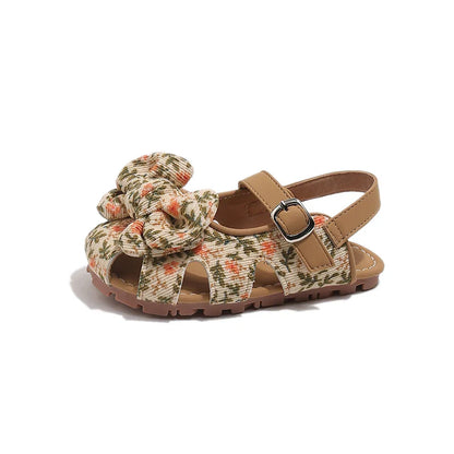 Summer Baby Girls Sandals Children Floral Bow Princess Shoes Soft Non Slip Toddler Kids Beach Shoes Comfortable Infant Sandals