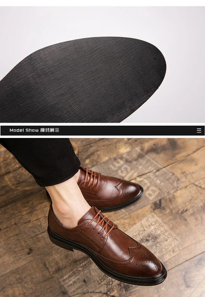 High Quality Brogues Leather Shoes Men Classic Men's Dress Shoes Formal Office Wedding Shoes For Men Casual Business Shoes