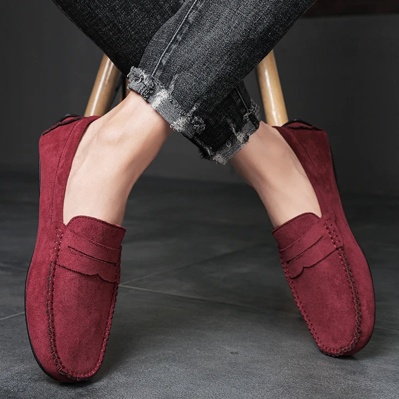 Sapatos Masculinos Casuais de Camurça, Respiráveis, de Couro, Loafers Masculinos, Slip-on, Sapatos de Dirigir Masculinos, Marca de Luxo, Sapatos Náuticos Confortáveis