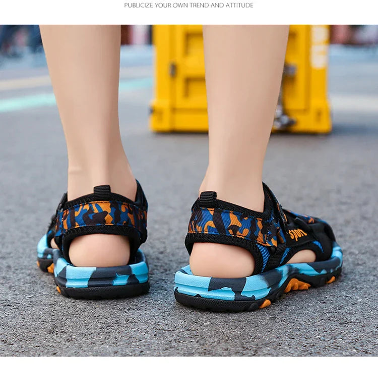 Children's Summer New Sandals Boys Fashion Camouflage Mountaineering Anti slip Sandals Outdoor Leisure Sports Slippers 28-40