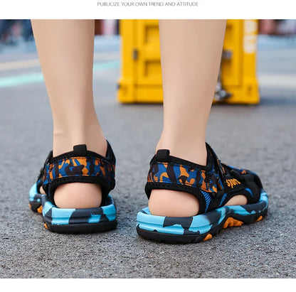 Children's Summer New Sandals Boys Fashion Camouflage Mountaineering Anti slip Sandals Outdoor Leisure Sports Slippers 28-40