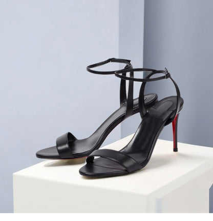 Novas sandálias de salto fino nude sexy de peça única com salto alto, com temperamento feminino, sapatos de salto alto confortáveis para mulheres francesas