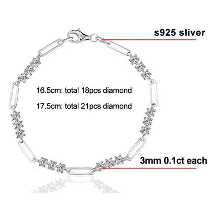 3mm D Color Round Moissanite Bracelet Summer Fashion Jewelry GRA Certified s925 Sliver Plated 18k Bracelets for Women