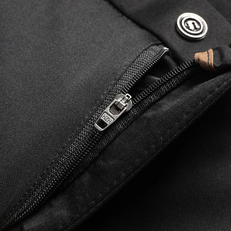 Mens Embroidery Trousers Casual Business Suit Pants Stretch Golf Dress Pants Men 4-Way Elastic Classic Black Trousers
