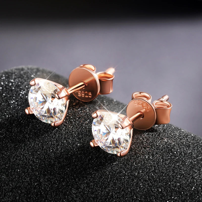 4 Prong 0.2-2CT Moissanite Stud Earrings D Color For Women Men S925 Silver Plated 18k Party Wedding Diamond Earring GRA