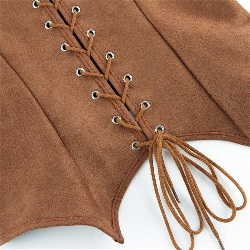 Steampunk Pirate Vest for Women Medieval Viking Bodice Corset Top Renaissance Halloween Cosplay Outfit