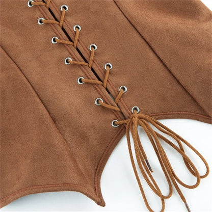 Steampunk Pirate Vest for Women Medieval Viking Bodice Corset Top Renaissance Halloween Cosplay Outfit