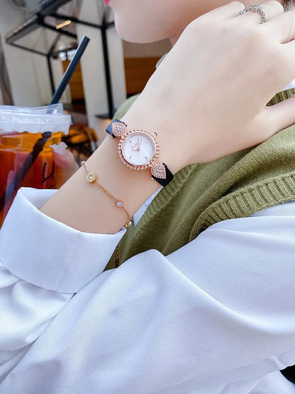 Women Watch Light Luxury Brand Shell Faced Diamond Watches Waterproof Leather Strap Ladies Fashion Quartz Wristwatch gift