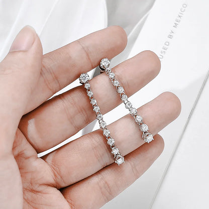 Luxury Designer Real D Color 1.18cttw Full Moissanite Drop Earring for Women 925 Silver Diamond Long Tassel Dangle Earrings