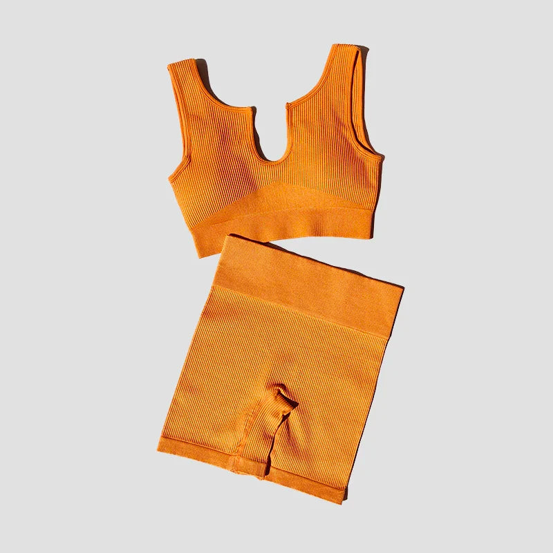 2/4/6PCS Seamless Women Yoga Set Workout Sportswear Fitness Bra Sport Pants Gym Clothing High Waist Leggings Shorts Sports Suits