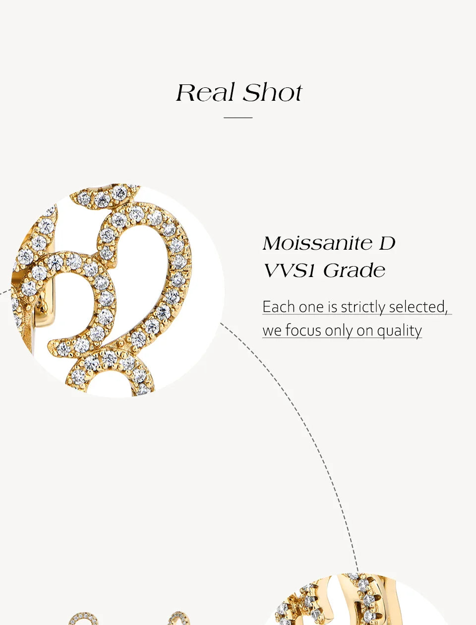 Women's Earrings For Party S925 Silver Moissanite Earrings D VVS1 Yellow Gold Plated Gifts Sparkling Jewelry