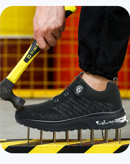 New Men's Rotary Buckle Safety Shoes Anti-Impact Anti-Piercing Lightweight Work Boots Fashion Sporty Design for Outdoor Pro