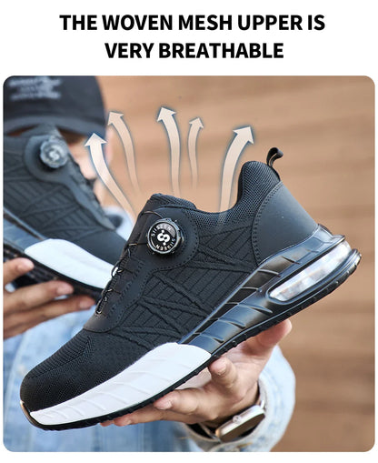 Men's Steel Toe Safety Shoes Anti Smash & Anti Puncture  Lightweight Work Fashionable And Durable Buttoned Safety Shoes Boots
