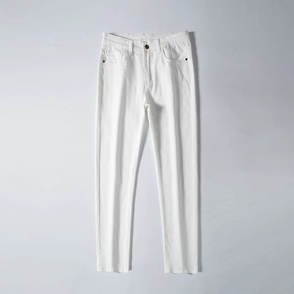 2026 Men White Jeans Fashion Casual Classic Style Slim Fit Soft Trousers Male Brand Advanced Stretch Pants