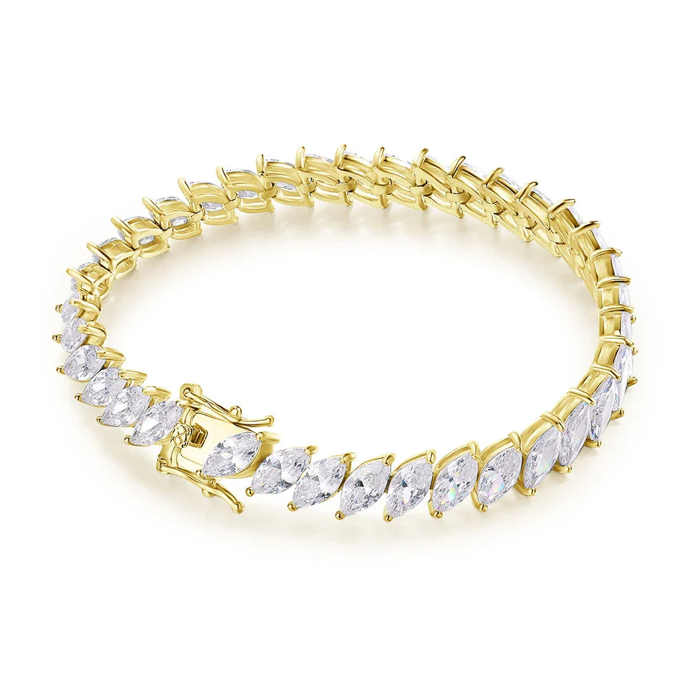 0.5CT Marquise Cut Certified Moissanite Tennis Bracelets for Women Sterling Silver S925 Plated 18k Gold Fine Jewelry