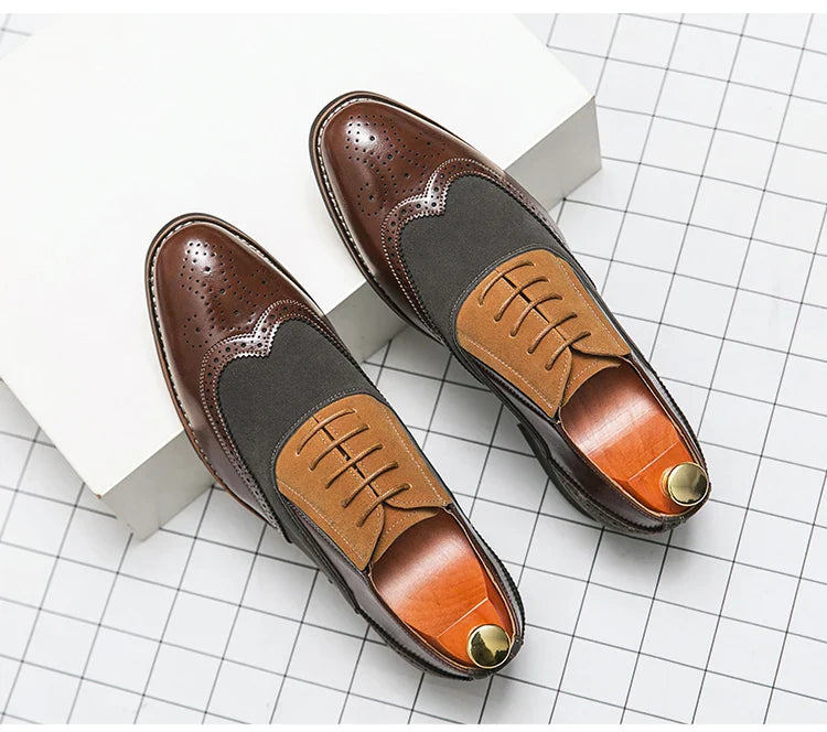 Retro Oxfords Shoes Men Classic Men's Dress Shoes Casual Business Social Brogues Shoes For Wedding