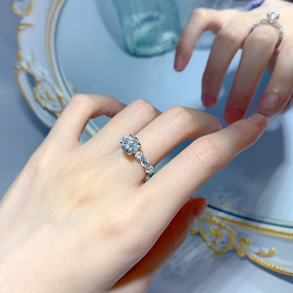 3.2CTTW Full Moissanite Wedding Rings for Women 7 Stones Sparkling Lab Diamond Band with Certificate S925 Sterling Silver