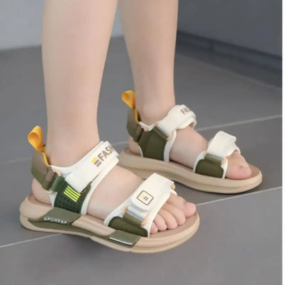 Kids'Casual Shoes Sandals Open-Toe EVA Summer Shoes For Boys Hook and Loop Anti-slip Soft Bottom Beige Black Shoes Size 26-37