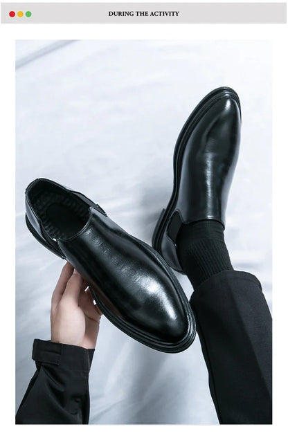 Men's riding boots British low-top short leather boots men's business formal leather shoes genuine leather casual Chelsea boots