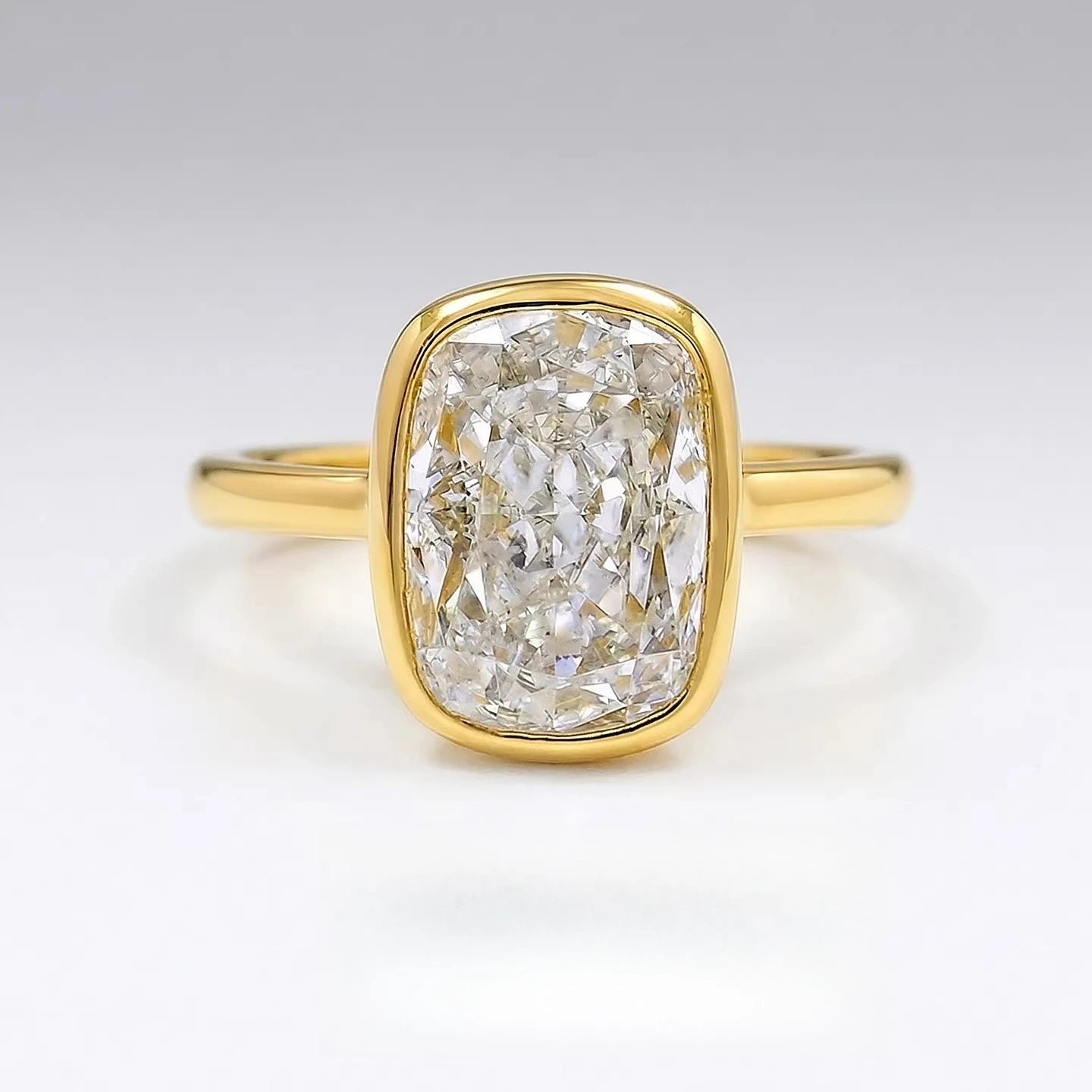 S925 Silver 8 * 11mm Fat Square White Zircon Ice Flower Cutting Ring Set with Classic Commuter Women's Jewelry