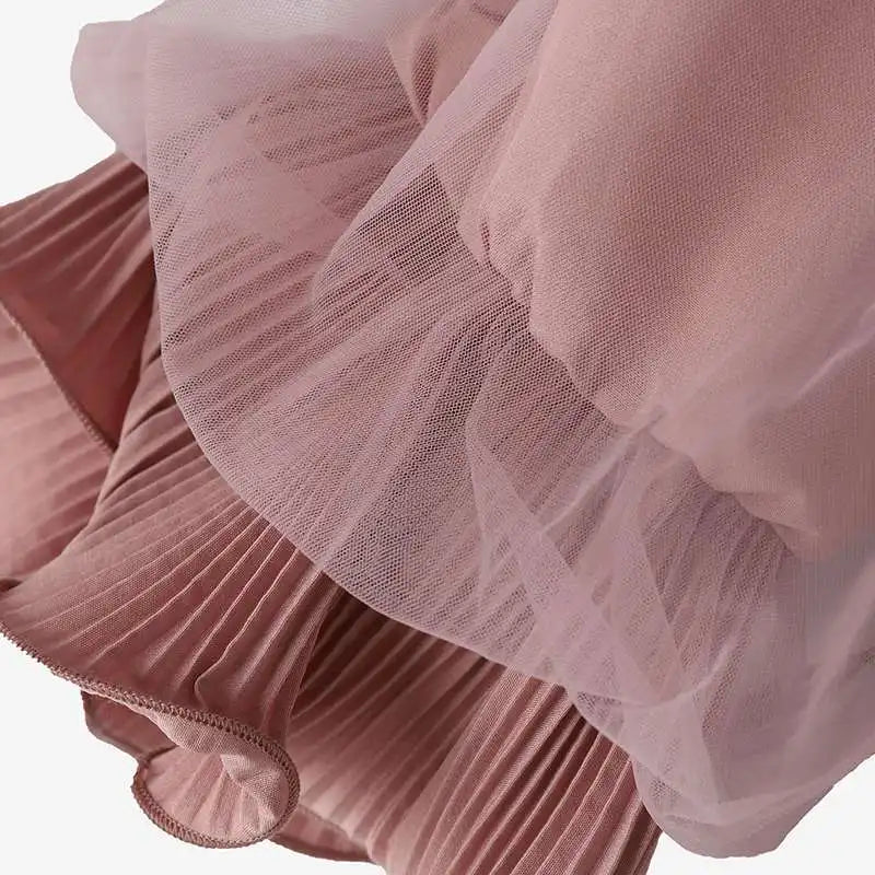 Women Elegant Party Blouse Vintage Mesh Ruffle 3/4 Sleeve Tops 2024 Autumn Stand Collar Shirts Korean Version Loose Tunic