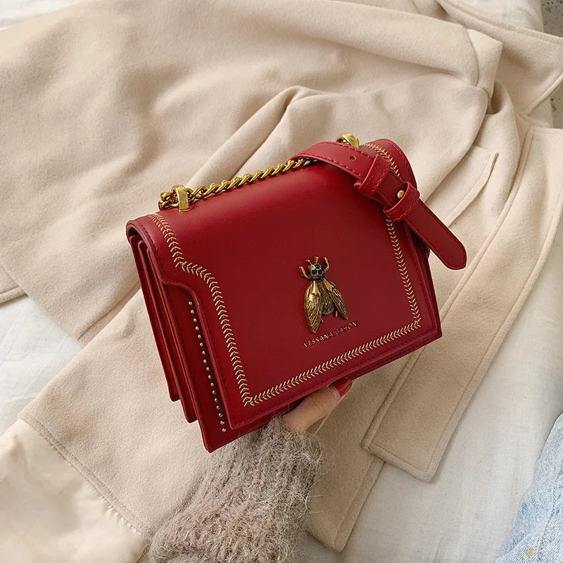 Luxury Brand Women Handbag 2024 New Retro Bee Female Shoulder Bag Simple High Quality Leather Designer Crossbody Bags