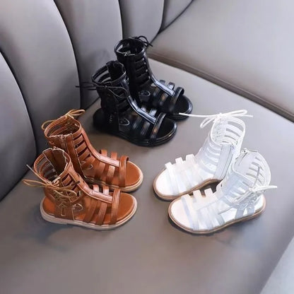2026 Summer New Girls Beach Princess Roman Sandals Breathable Side Zipper Soft Sole Bestseller