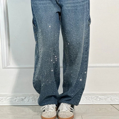 Y2k Street Oversize Loose Shining Female Wide Leg Pants