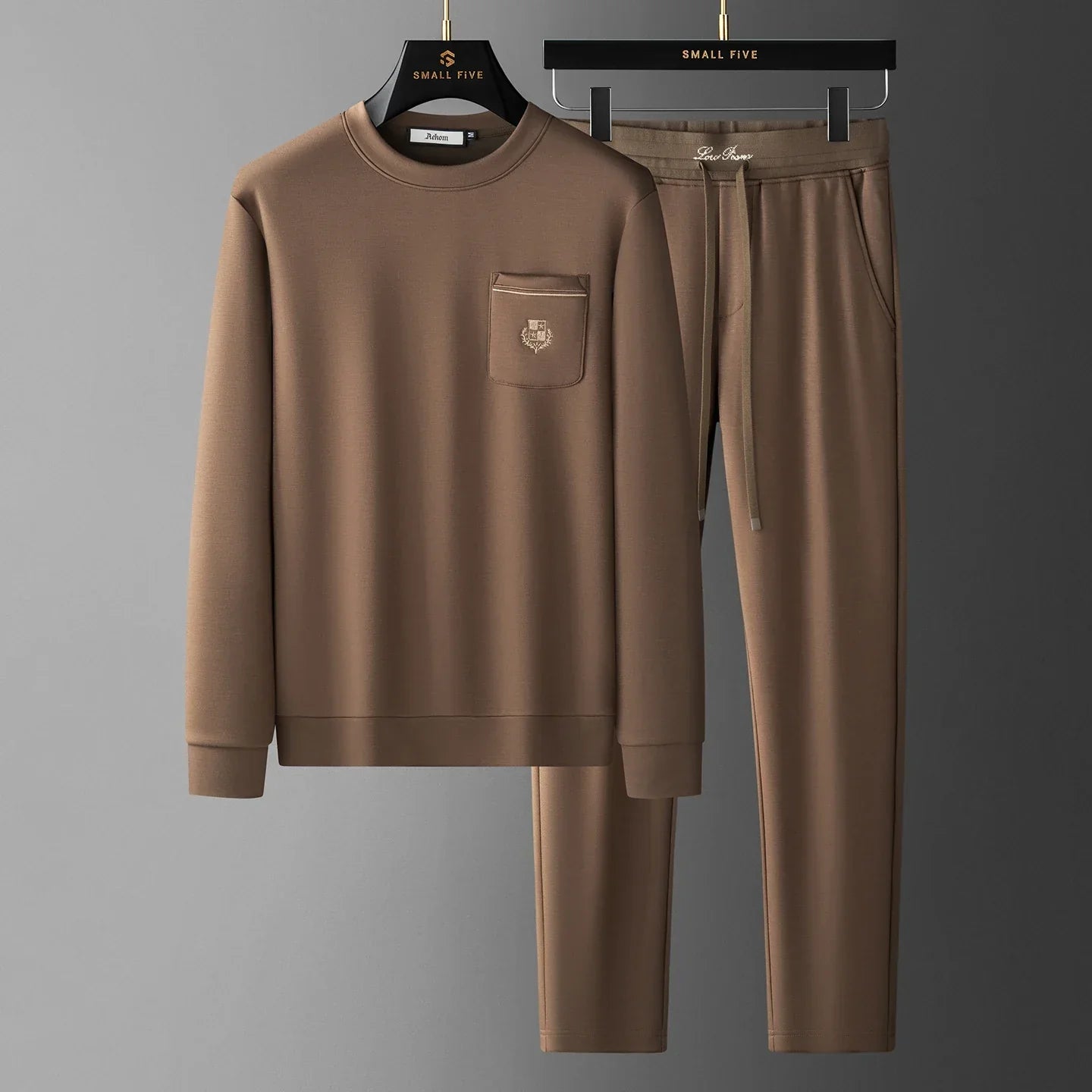 Autumn Light Luxury Italian Old Money Style Two-piece comfortable air-layer cotton men's sweatshirt casual sportswear set