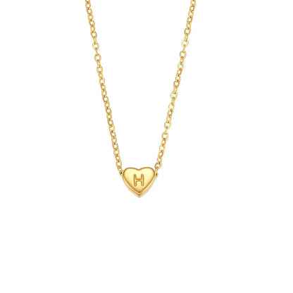 Minimalist Small Love Initial Necklace Jewelry Stainless Steel 18k Gold Plated Mini Heart Letter Pendant Necklace